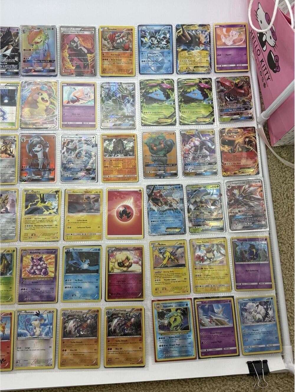 Huge Pokémon Card Lot 390+ Cards GX EX VMAX Holo Rare + Binder + Sleeves
